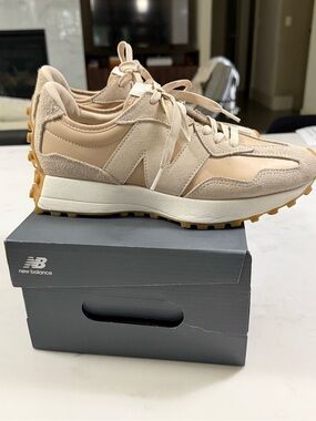 New Balance Women's Beige Suede & Leather Runner Sneakers